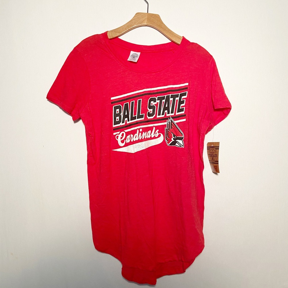 Rivalry Threads T-Shirt Womens L Red Ball State Cardinals Graphic Scoop Neck